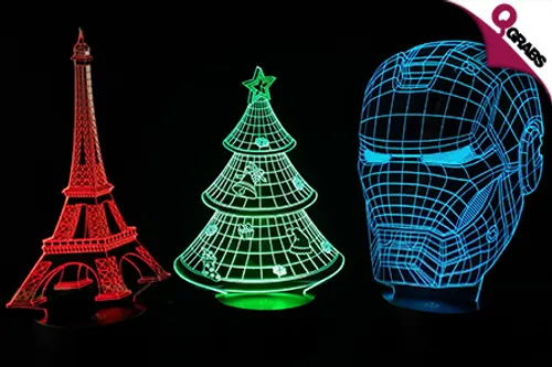 From QR129, Decorate Vividly with Color-Changing, 3D Illusion LED Lights - Choose from 5 Fun Light Designs like Christmas Trees, Eiffel Tower, Iron Man and more! (Up to QR700 Value)
